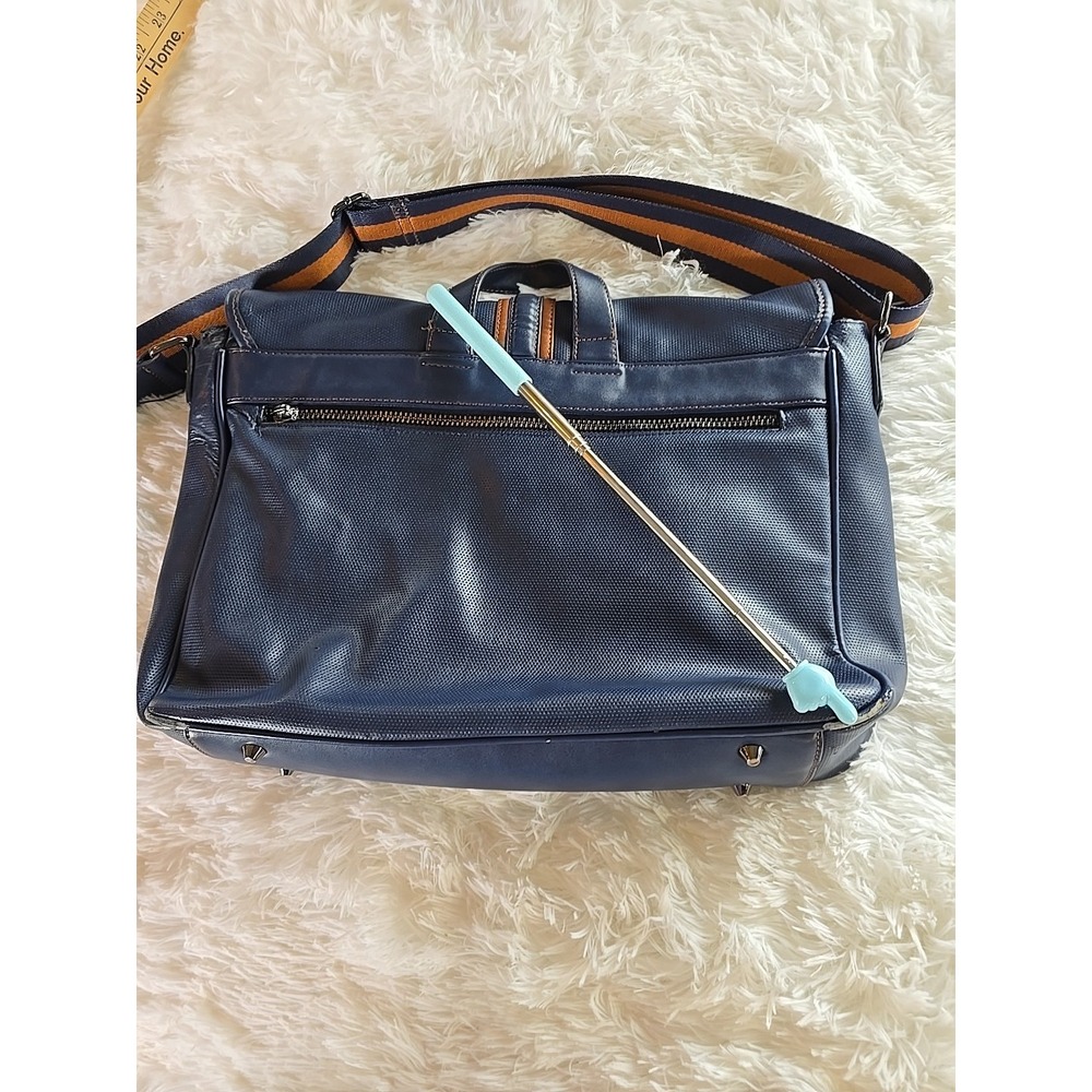 Robert Graham Blue-Tan 2-Striped Messenger Bag Used & Worn With Carry Strap $59 - Picture 7 of 16